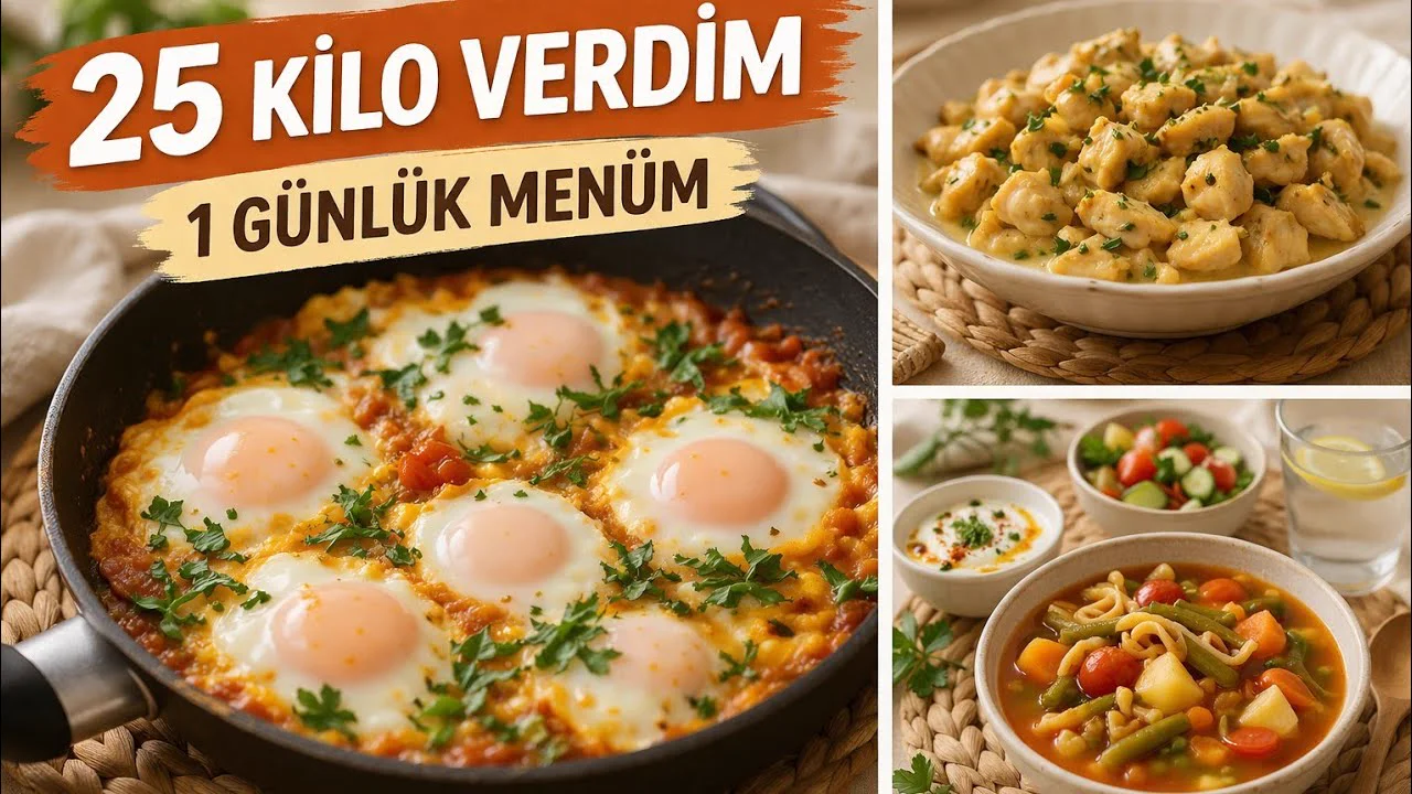 25 KİLO VERDİM 1 GÜNLÜK MENÜM (Sabah Öğle Akşam Ne Yedim)