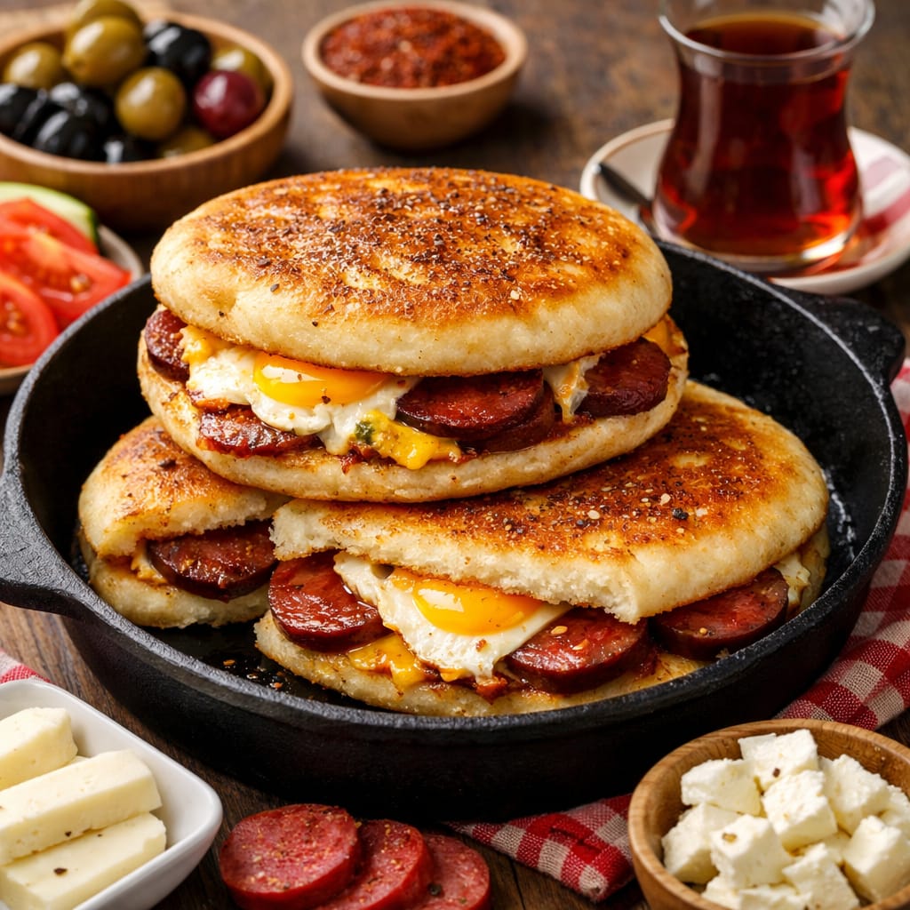 Sucuklu Yumurtalı Bazlama Tarifi