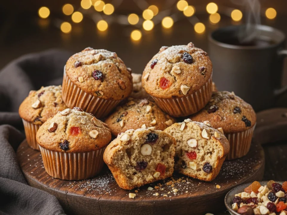 Fındık Parçacıklı ve Karışık Kış Meyveli Muffin Tarifi