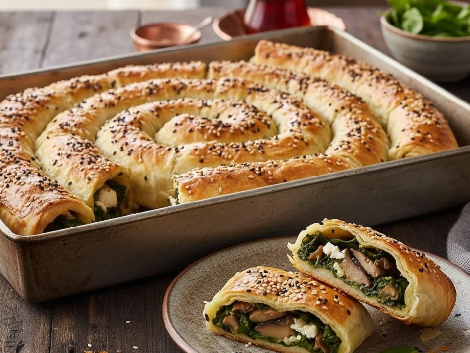 Mantarlı Ispanaklı Rulo Börek Tarifi
