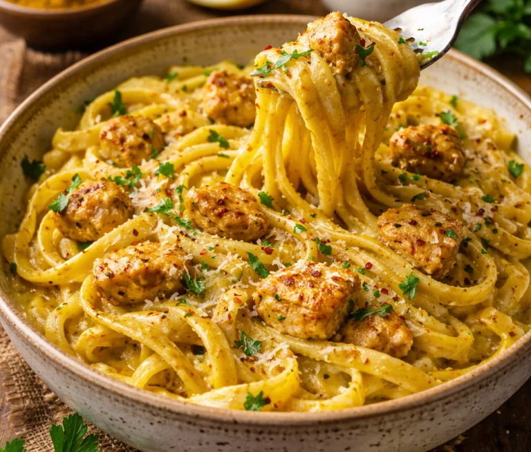 Tavuklu Körili ve Kremalı Gurme Makarna Tarifi